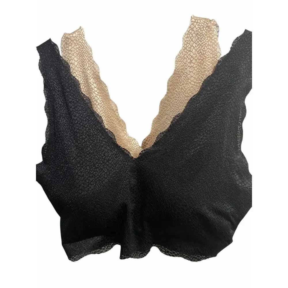 Sophie B Bralette Bundle Women's XL Black Tan Light Padded 2 Bras Undergarments